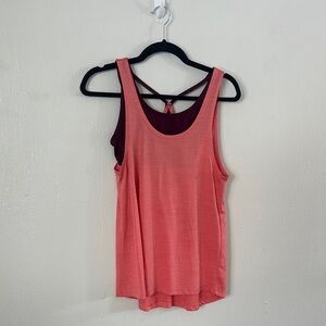 Peloton Coral and Burgundy Tank Top
